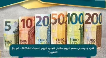 قفزة جديدة في سعر اليورو مقابل الجنيه اليوم السبت 2-8-2025.. كم بلغ التغيير؟